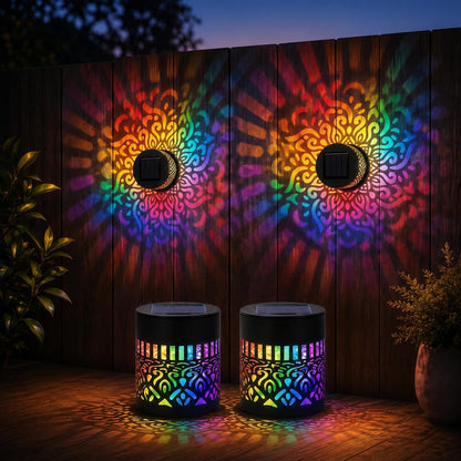 Solar Mandala Projector Outdoor Lights